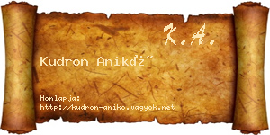 Kudron Anikó névjegykártya